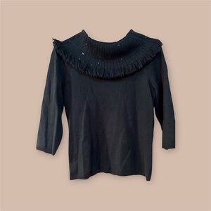 Oscar de la Renta Black Cowl Neck Sweater